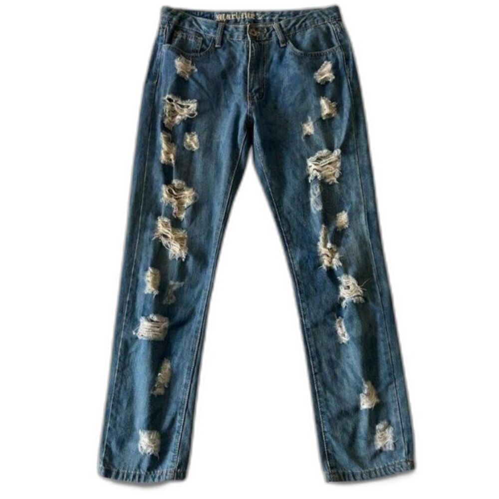 Machine Distressed Denim Size 29 USA, 43 Italy